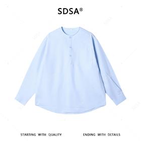 SDSA男装2026新款高贵轻奢宽松慵懒亨利领衬衫通勤百搭套头上衣