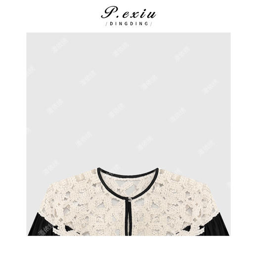 03-2潘依绣丁丁宠粉设计感镂空拼接长袖衬衣Q18392 商品图2