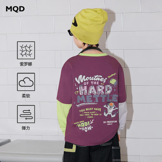 【MQD】童装男大童26春季新款儿童学院风休闲百搭亲肤拼接撞色长袖T恤 商品图1