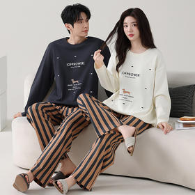 2026春夏季薄款纯棉圆领睡衣 简约休闲风全棉家居服