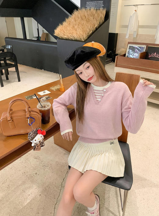 <曾小咸推荐>3.10现货秒杀 ！微信超特价！韩系假两件针织衫 日常179.99 立减90 秒杀89.99！！ 商品图5