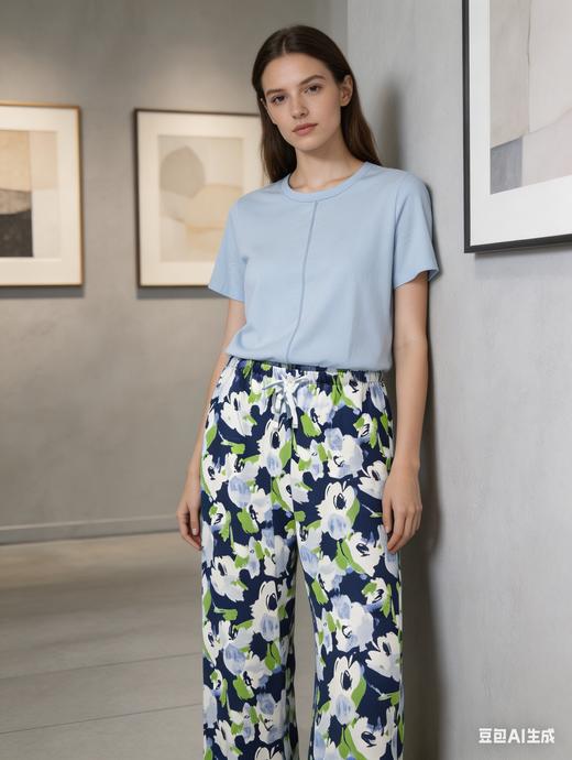 【棉莫单面布】SCHIESSER德国舒雅女短袖长裤套装 32S棉莫代尔单面  50%棉50%莫代尔  150g/m2  31/26411H 商品图5