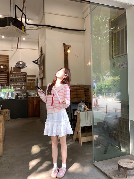 <曾小咸推荐>3.9现货秒杀 ！微信超特价！韩系粉色条纹针织开衫 日常189.99 立减100 秒杀89.99！！ 商品图11