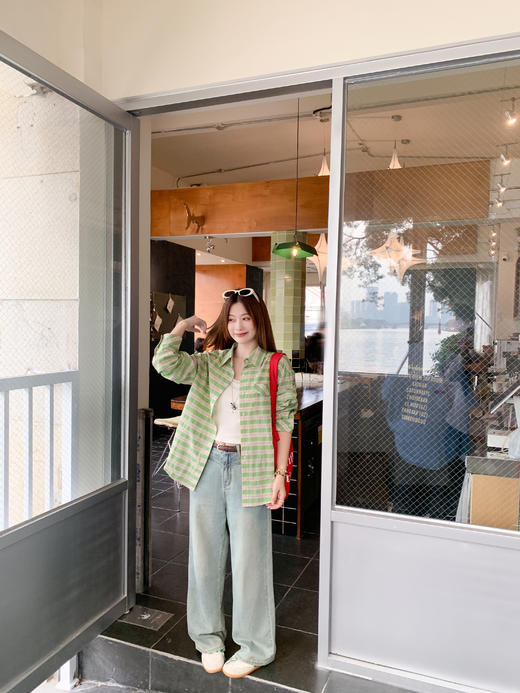 <曾小咸推荐>3.10现货秒杀 ！微信超特价！韩系绿格子衬衫 日常199.99 立减120 秒杀79.99！！ 商品图5