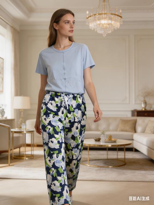 【棉莫单面布】SCHIESSER德国舒雅女短袖长裤套装 32S棉莫代尔单面  50%棉50%莫代尔  150g/m2  31/26411H 商品图6