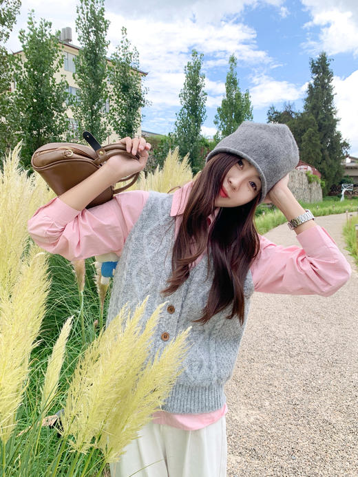 <曾小咸推荐>3.9现货秒杀 ！微信超特价！韩系2色麻花针织马甲背心 日常149.99 立减80 秒杀69.99！！咖色短裤 秒杀69.99！！ 商品图11