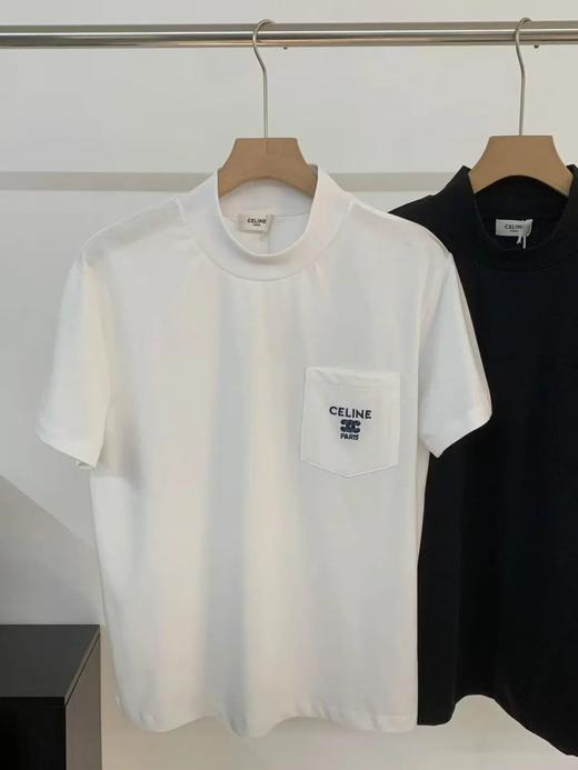 塞琳极简小高领口袋撞色刺绣Logo 短袖T恤 商品图2