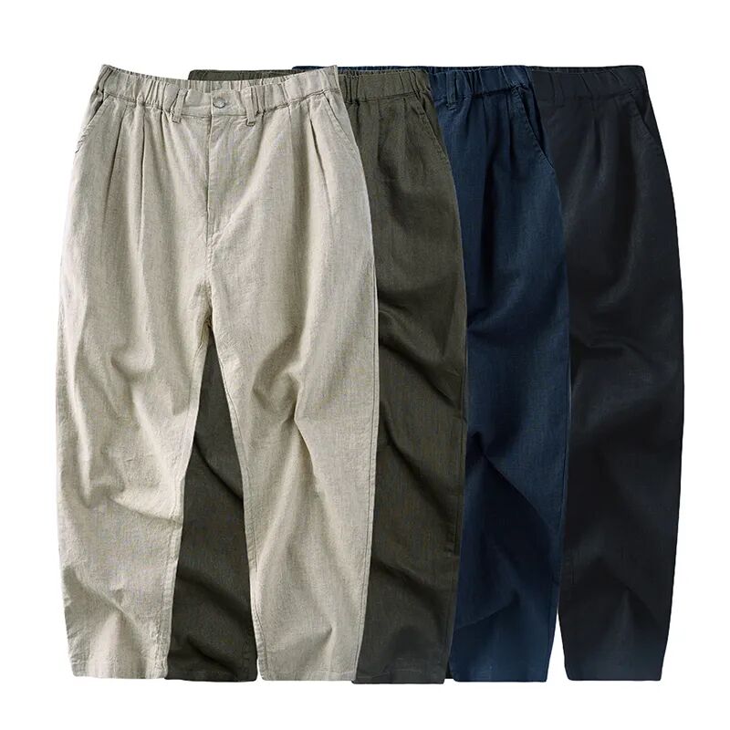 夏季新品男士麻裤工装裤80%苎麻+20%棉