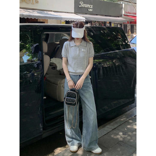 <曾小咸推荐>韩系翻领宽松休闲短袖t恤上衣 商品图4