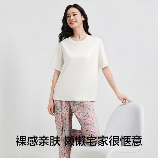 【清仓捡漏】【M-2XL】【有棵树】女士夏季凉感冰丝短袖长裤睡衣套装 商品图2