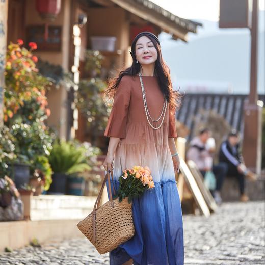 【林栖设计小店】手工绣花|渐变多色婴儿棉宽松百搭层次感花边2026夏新款连衣裙1962125 商品图6