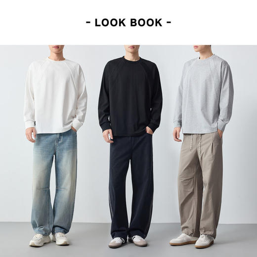 墨麦客男装城市运动长袖t恤男2026春新款螺纹拼接男士上衣75185. 商品图4