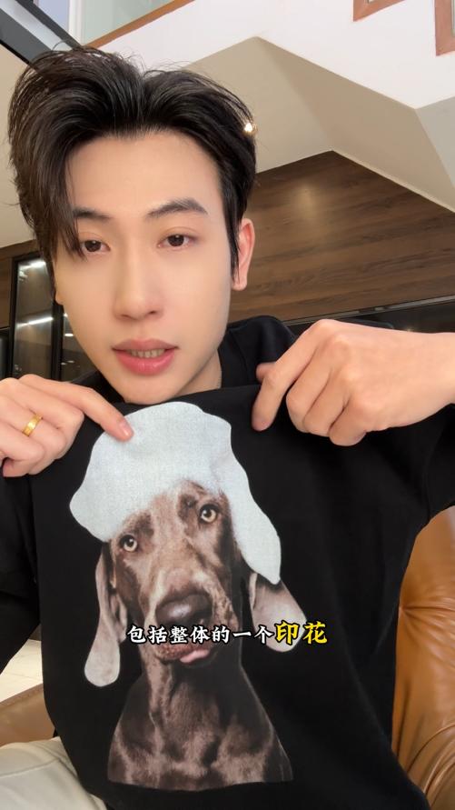 266103SDSA男装2026新款重磅短袖T恤威玛猎犬动物印花宽松圆领上衣 商品图0