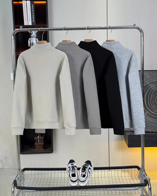 F0306111新款休闲商务风三粒扣立领加厚打底长袖四色男女同款卫衣 商品图2