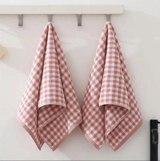 日式无印毛巾全棉良品格纹毛巾毛圈柔软毛巾浴室简约格子红色面巾 商品图3
