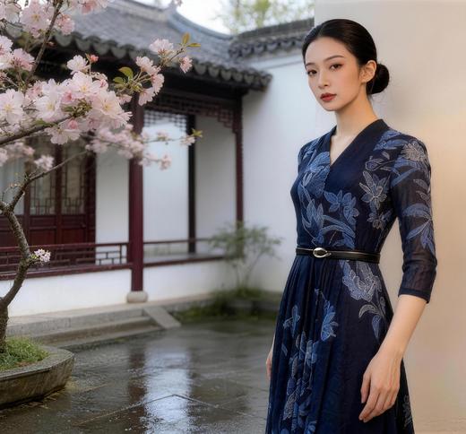 SC1S07_蓝采和色_连衣裙_春夏_V领大摆A字双层网纱叠接_高级女装_BERNIEELEN 伯妮斯茵 商品图6