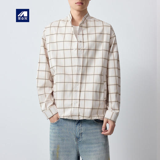 墨麦客男装城市运动格子轻薄夹克男2026春新款假两件男外套81597. 商品图0