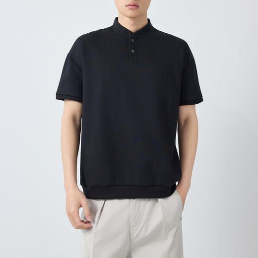 墨麦客男装高智通勤短袖t恤男2026春夏款纯色亨利领男士T恤75193. 商品图2