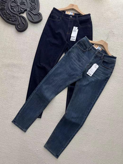 F030686休闲弹力耐磨中高腰修身直筒牛仔长裤 商品图0