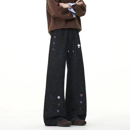 F0306104新款弯刀裤刺绣2色高品质休闲运动裤 商品图5