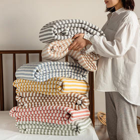 日式无印夏被天竺棉夏凉被良品空调被夏季盖毯全棉纯色条纹被子