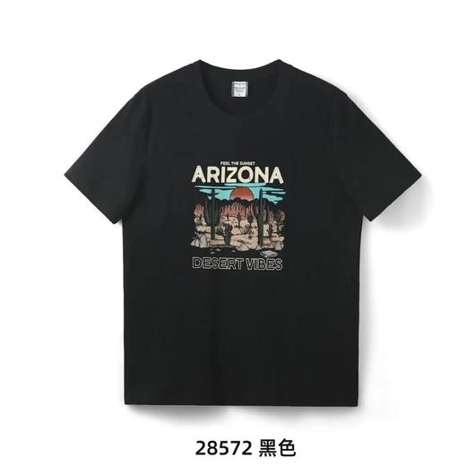 F030642抽象派沙漠磨毛水洗棉复古短袖T恤 商品图3