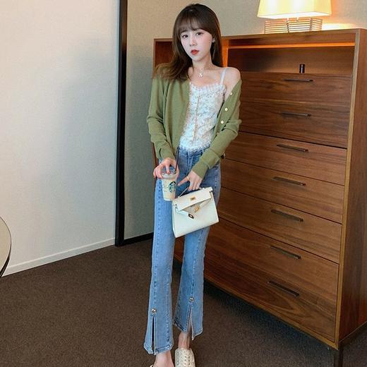 【💚微喇叭牛仔裤69.9/件】女九分裤开叉2026春夏季新款修身小个子显腿长裤潮聚 商品图2