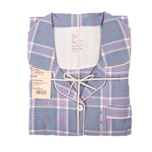 日式无印法兰绒家居服良品格纹全棉情侣绒布厚款秋冬睡衣新色棉绒 商品图1