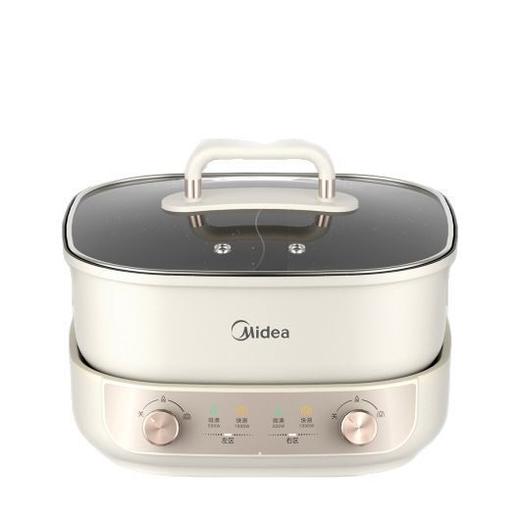 美的MC-HGS282813电火锅鸳鸯分体式多功能煮锅煎炒电热锅不粘锅 商品图4