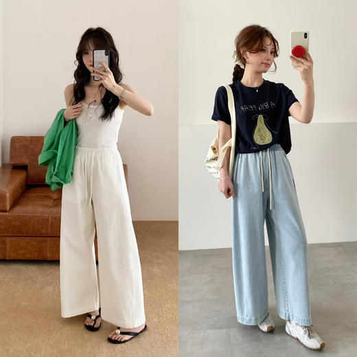 老米优品🎈砂洗棉质，轻柔垂顺~《巨显瘦春季阔腿九分裤》多道砂洗工艺反复打磨 版型魔法先搜！ 藏肉显高~ 商品图8