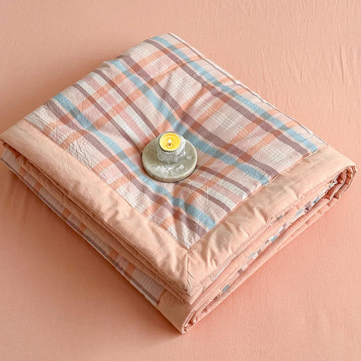 日式无印水洗棉夏凉被良品空调被子格纹全棉夏季薄被夏天被芯纯棉 商品图3