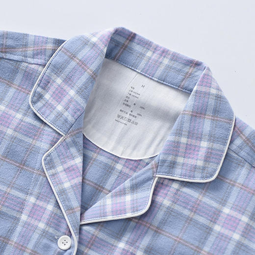 日式无印法兰绒家居服良品格纹全棉情侣绒布厚款秋冬睡衣新色棉绒 商品图3