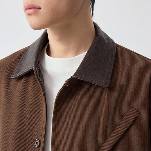 墨麦客男装高智通勤PU领外套男2026春季新款灯芯绒男士夹克81595. 商品图3