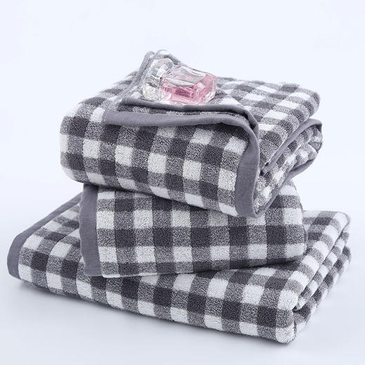 日式无印浴巾全棉良品格纹浴巾毛圈柔软毛浴巾室简约格子纯棉新品 商品图2