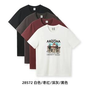 F030642抽象派沙漠磨毛水洗棉复古短袖T恤