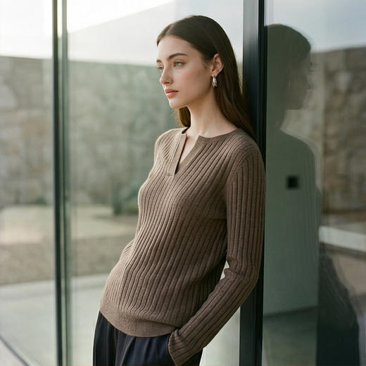 PALUOPO/PL小V领女衫ET255055R/约重230g帕罗 商品图8