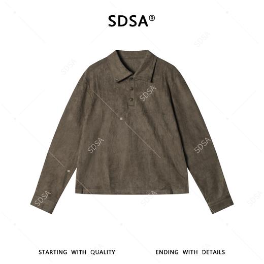 SDSA秋季新款男士痞帅美式纯色polo领长袖T恤百搭时尚商务上衣 商品图0