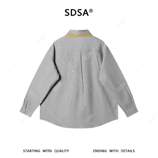 SDSA男装2026新款高贵轻奢日系条纹衬衫字母刺绣撞色领设计百搭 商品图4