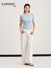 【针织短袖】阿菁娜春季新款小香风短袖针织衫撞色包边圆领设计绞花肌理立体有型F31C301009 商品缩略图2