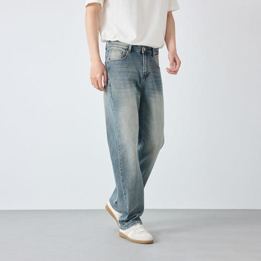 墨麦客男装高智通勤做旧牛仔裤男2026春季新款直筒男士裤子97368. 商品图3