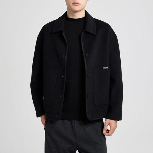 墨麦客男装羊毛双面呢外套男2025冬款纯色翻领男士毛呢夹克81480. 商品图2