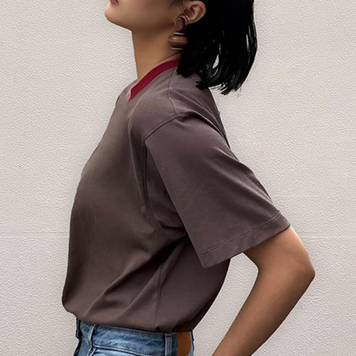 撞色红领短袖T恤  亲肤透气 简约 商品图2