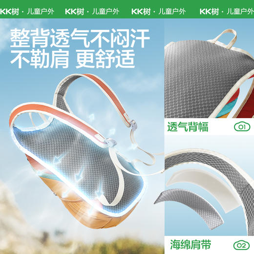 KK树超轻儿童登山包防泼水大容量双肩包户外旅游背包小学生徒步包小瓢虫抽绳双肩包 商品图2