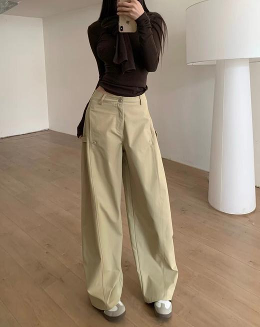 F030678松弛感高腰立体剪裁垂坠感藏肉显瘦工装阔腿裤 商品图6