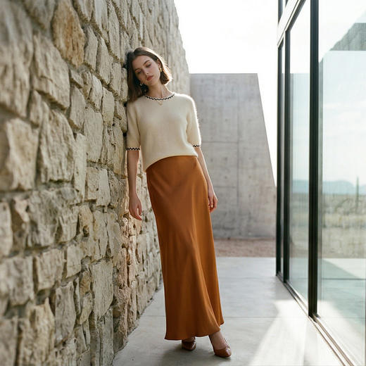 【咕咕同款】PALUOPO/PL短袖圆领女衫100%山羊绒ET23907R/约重143g帕罗 商品图3