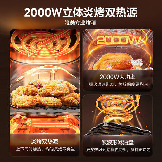 美的空气炸锅6.5L家用可视免翻面蒸汽多功能智能电炸锅MF-KZC6516 商品图3