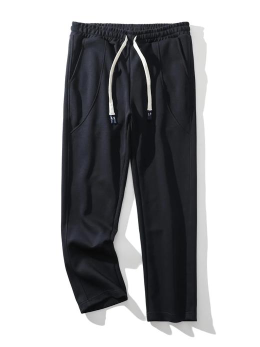 F030602慕冬绒复合牛奶丝棉纯色抽绳松紧腰休闲裤拼接设计直口裤脚运动卫裤 商品图7