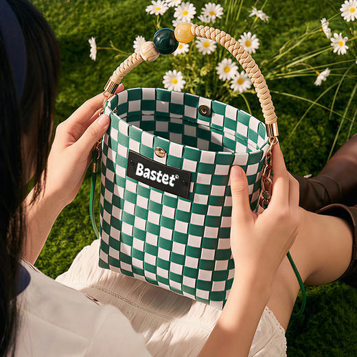 大英博物馆 巴斯特系列编织包手提斜挎包 绿色 黄色 商品图3