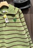 F030665韩系可爱绿色条纹宽松微短款针织Polo衫 商品缩略图13