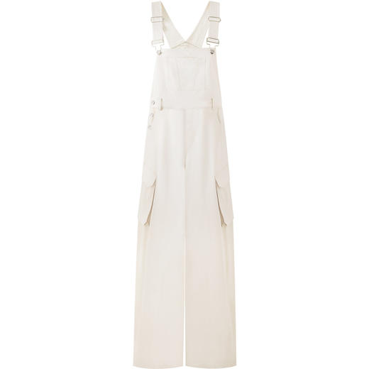 SELFWHO棉混纺卡其色可调节背带牛仔连体裤2026季新款宽松弯刀裤 商品图4